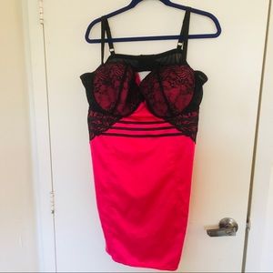 Silky Black Pink Chemise Lingerie with Underwire